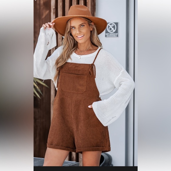 NEW WITH TAGS CUPSHE XL CORDUROY TIE STRAP ROMPER - Picture 4 of 11